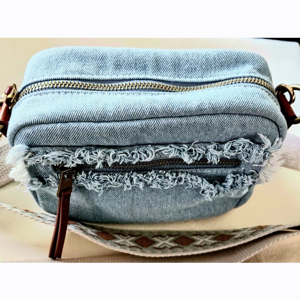 Universal Thread Distressed Denim Mini Crossbody … - image 3